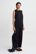 Siyah Jarse Plise T-Shirt-Y261011133