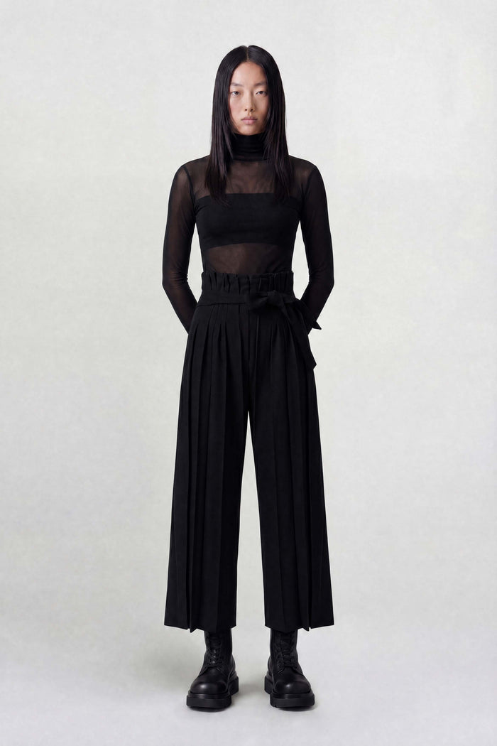 Siyah Yüksek Bel Plise Pantolon-K263013024