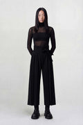 Siyah Yüksek Bel Plise Pantolon-K263013024