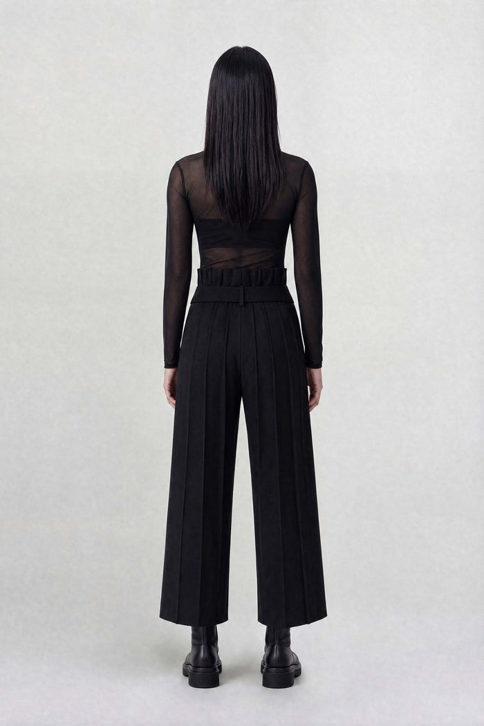 Siyah Yüksek Bel Plise Pantolon-K263013024