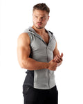 Sleeveless Hoodie (Grey-Black) - Athletic Aesthetics