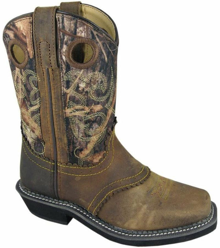 Children's Smoky Mountain Square Toe Pawnee Boot in Brown Oil Distress/Camo