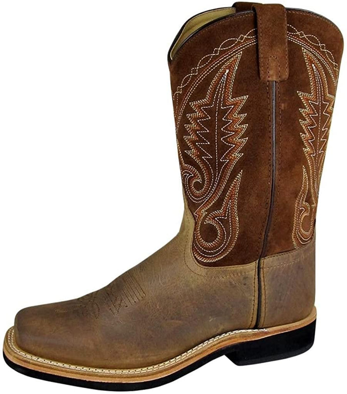 Men's Smoky Mountain Brown Distress Leather Square Toe Boot in Brown