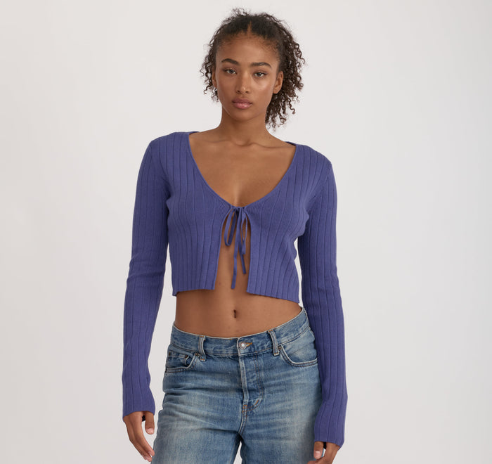 Soft Knit Rib Tie Cardigan
