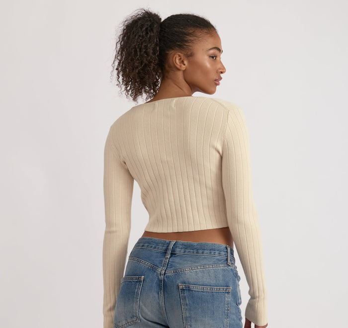 Soft Knit Rib Tie Cardigan