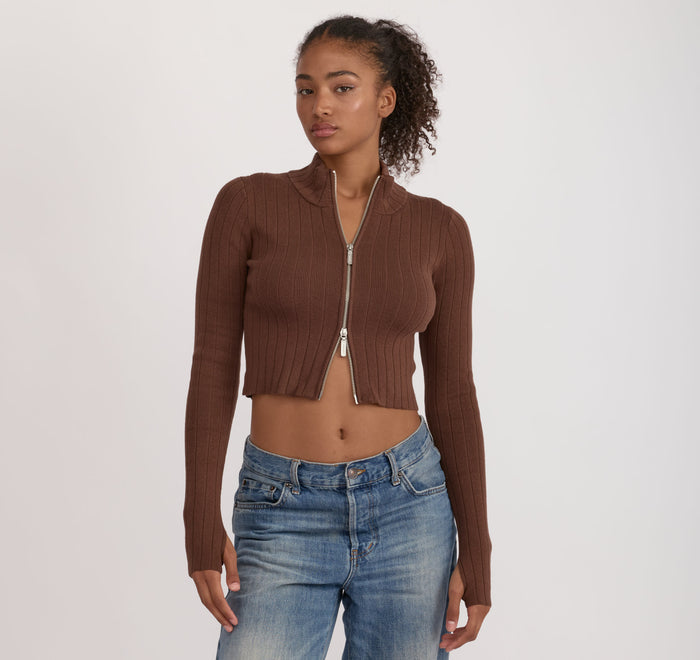 Soft Knit Rib Track Jacket