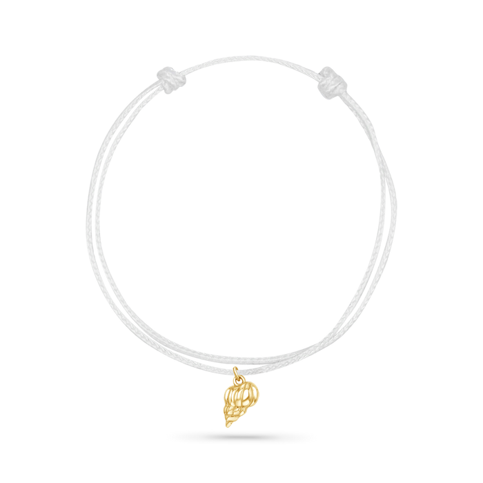 14K Yellow Gold / Tulip Seashell / White Cord