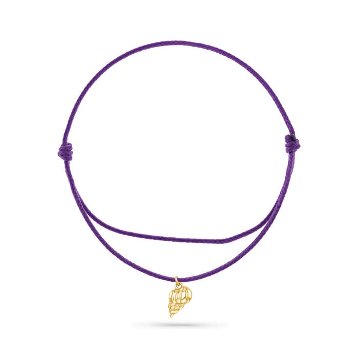 14K Yellow Gold / Tulip Seashell / Purple Cord