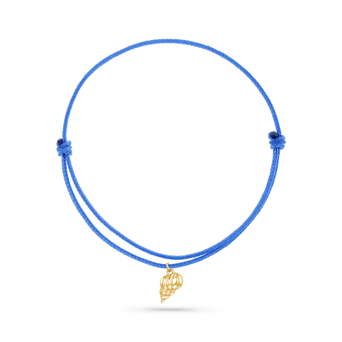 14K Yellow Gold / Tulip Seashell / Blue Cord