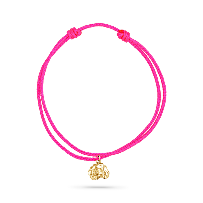14K Yellow Gold / Nautilus Seashell / Neon Pink Cord