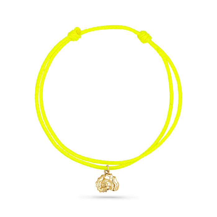 14K Yellow Gold / Nautilus Seashell / Neon Yellow Cord