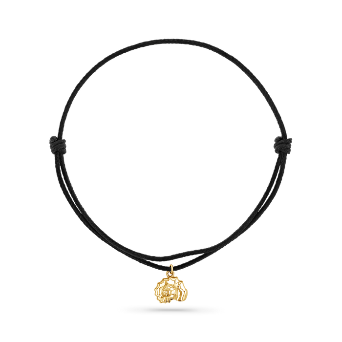 14K Yellow Gold / Nautilus Seashell / Black Cord