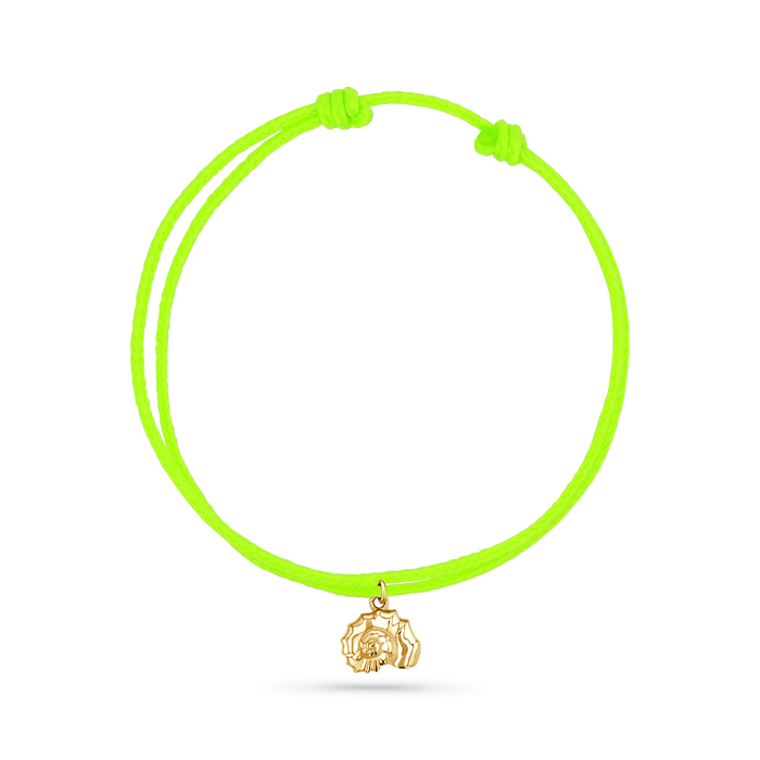 14K Yellow Gold / Nautilus Seashell / Neon Green Cord