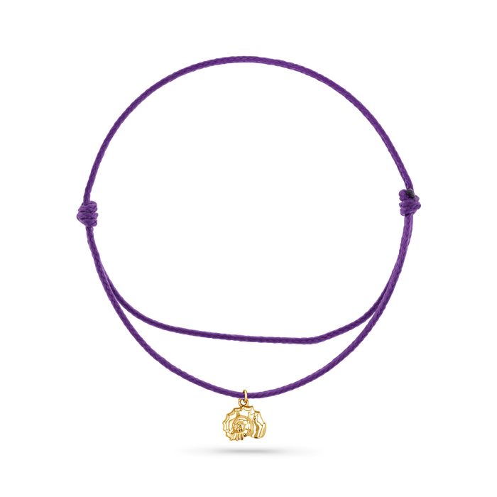 14K Yellow Gold / Nautilus Seashell / Purple Cord