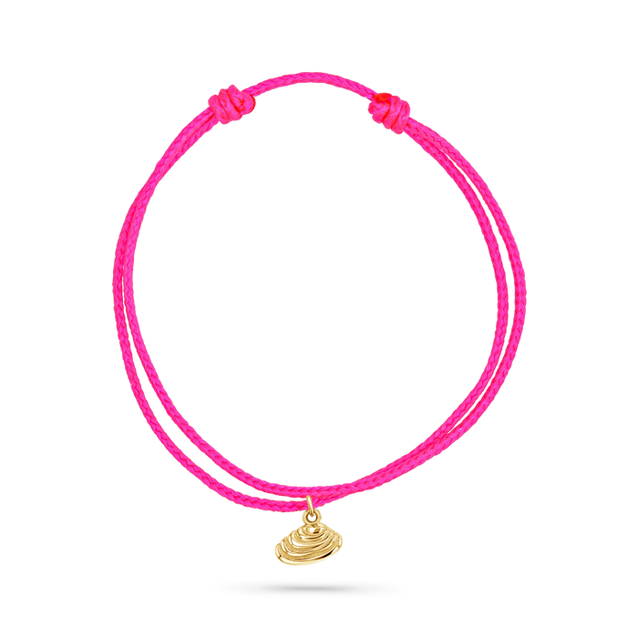 14K Yellow Gold / Venus Seashell / Neon Pink Cord