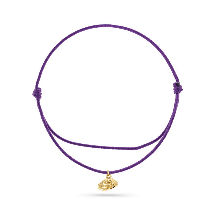 14K Yellow Gold / Venus Seashell / Purple Cord