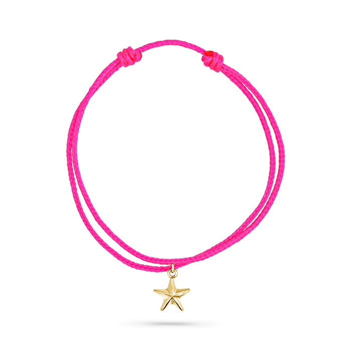 14K Yellow Gold / Star Seashell / Neon Pink Cord