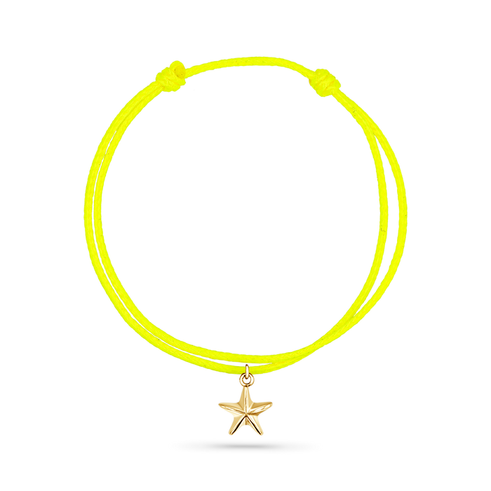 14K Yellow Gold / Star Seashell / Neon Yellow Cord
