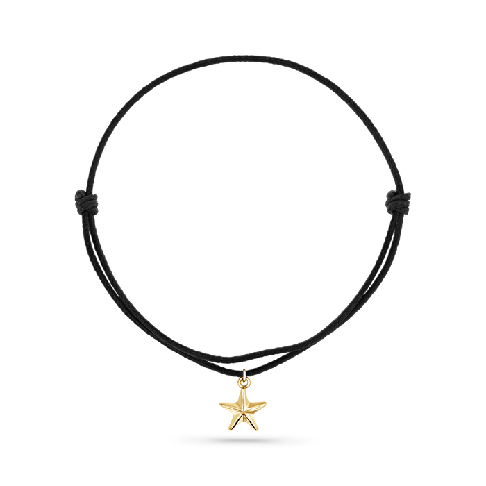 14K Yellow Gold / Star Seashell / Black Cord