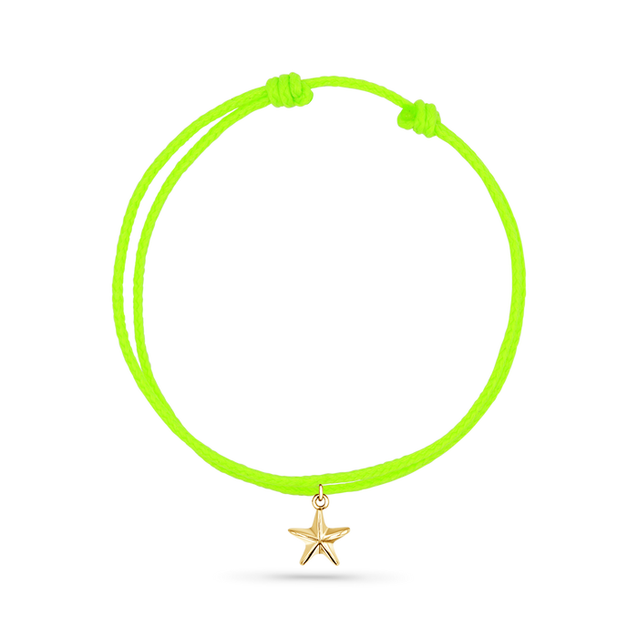 14K Yellow Gold / Star Seashell / Neon Green Cord