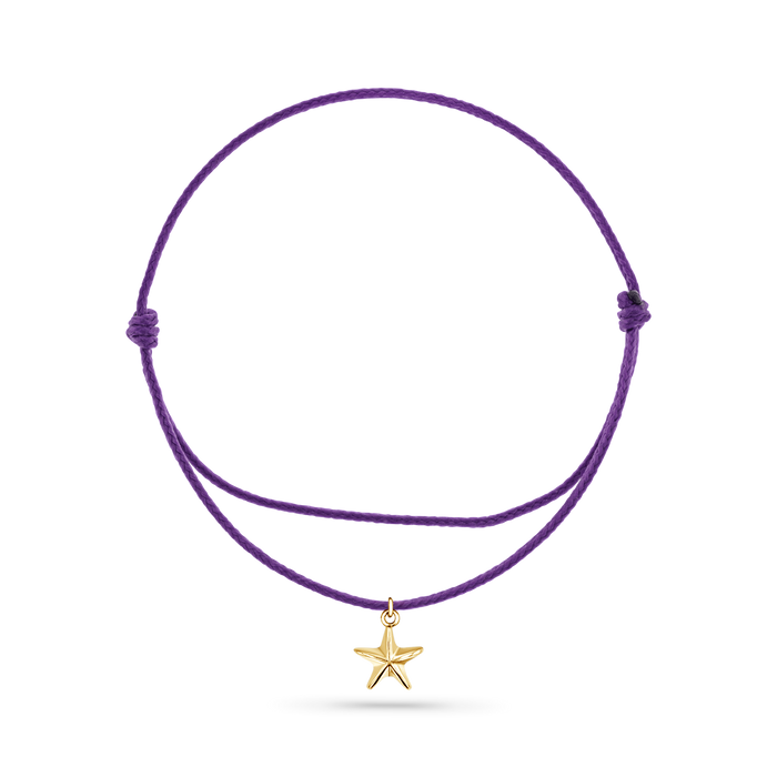 14K Yellow Gold / Star Seashell / Purple Cord