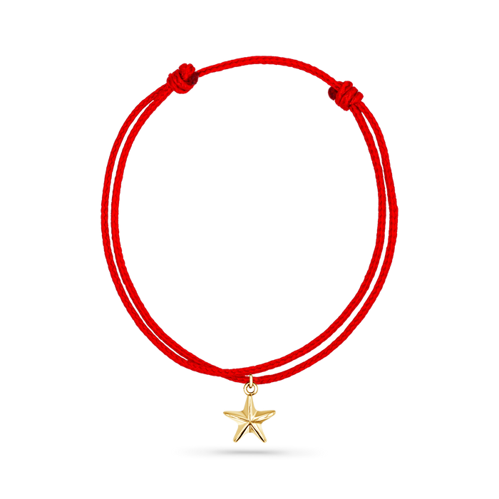 14K Yellow Gold / Star Seashell / Red Cord