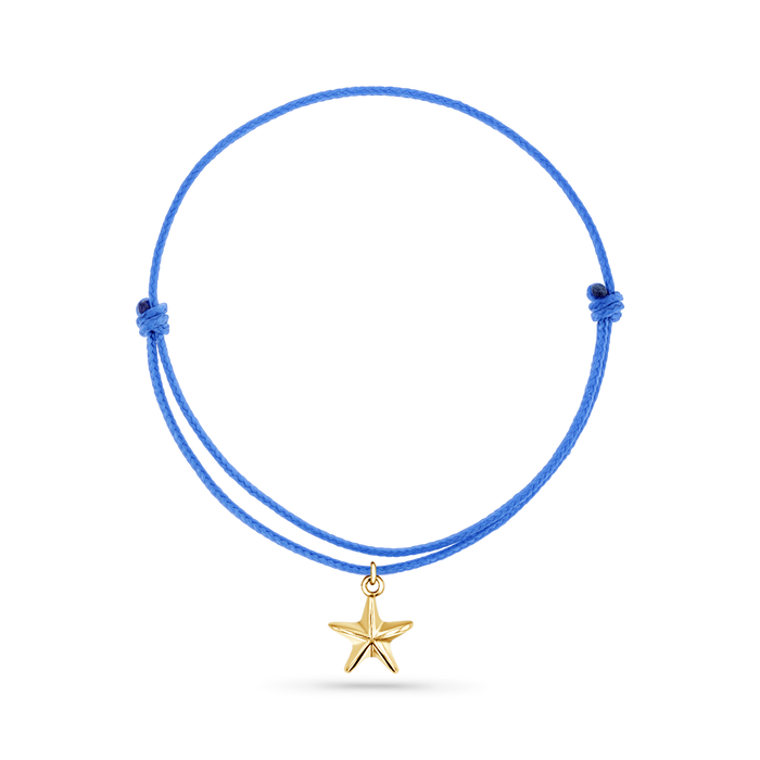 14K Yellow Gold / Star Seashell / Blue Cord