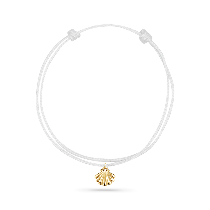 14K Yellow Gold / Scallop Seashell / White Cord