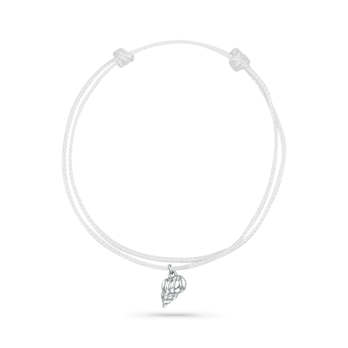 14K White Gold / Tulip Seashell / White Cord
