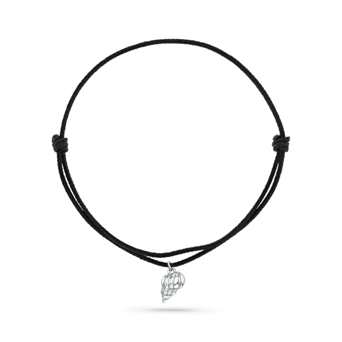 14K White Gold / Tulip Seashell / Black Cord