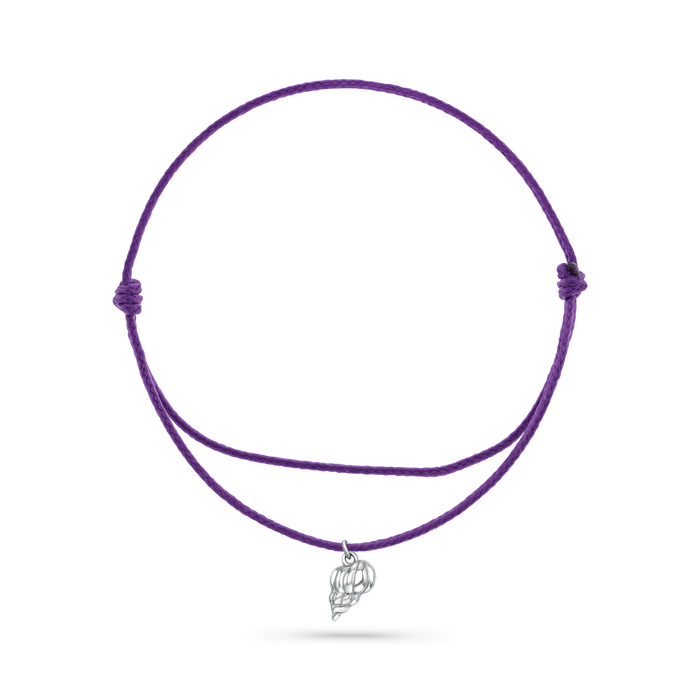 14K White Gold / Tulip Seashell / Purple Cord