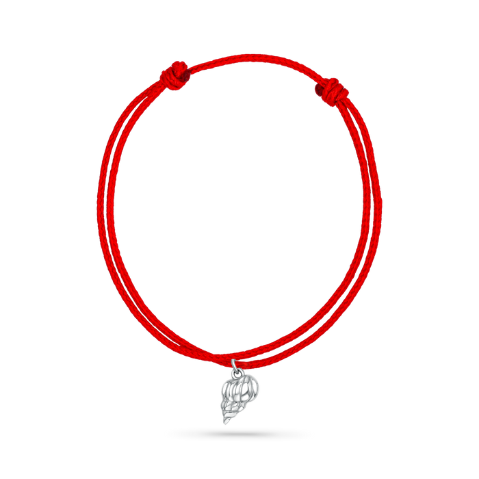 14K White Gold / Tulip Seashell / Red Cord