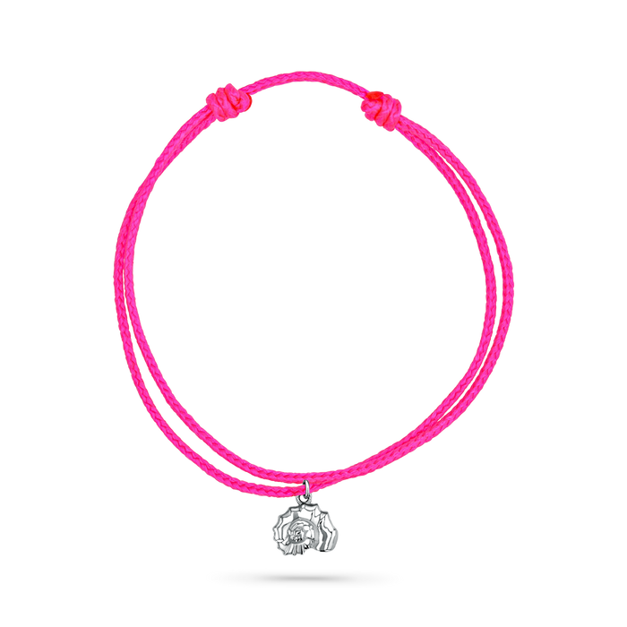 14K White Gold / Nautilus Seashell / Neon Pink Cord