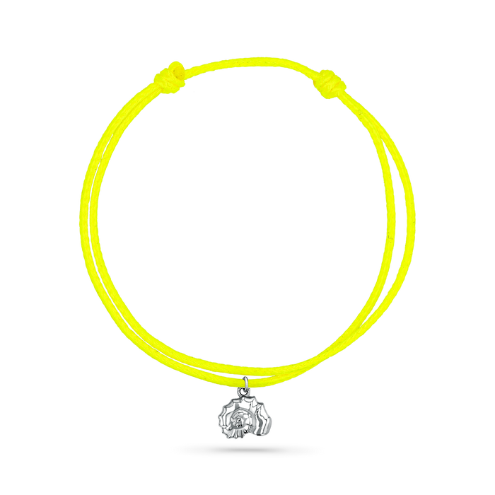 14K White Gold / Nautilus Seashell / Neon Yellow Cord