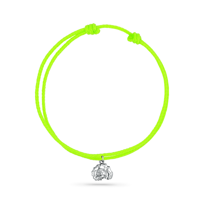 14K White Gold / Nautilus Seashell / Neon Green Cord