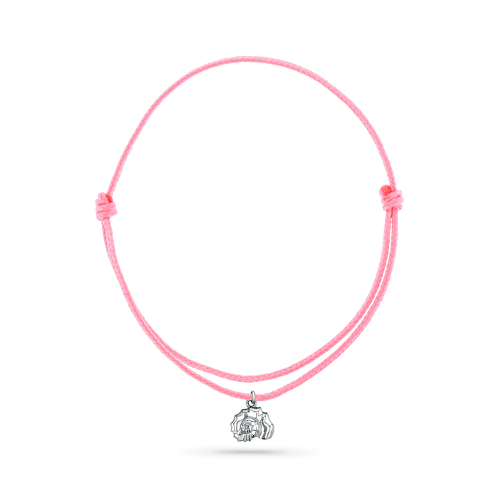 14K White Gold / Nautilus Seashell / Pink Cord