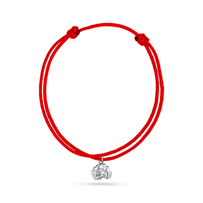 14K White Gold / Nautilus Seashell / Red Cord