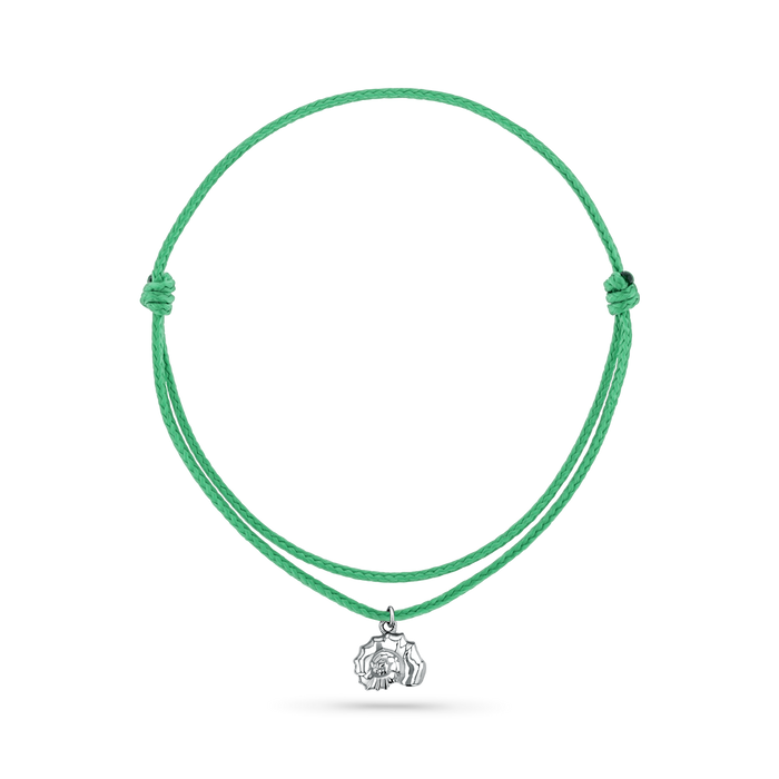 14K White Gold / Nautilus Seashell / Green Cord