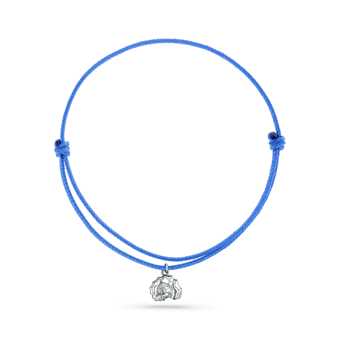 14K White Gold / Nautilus Seashell / Blue Cord