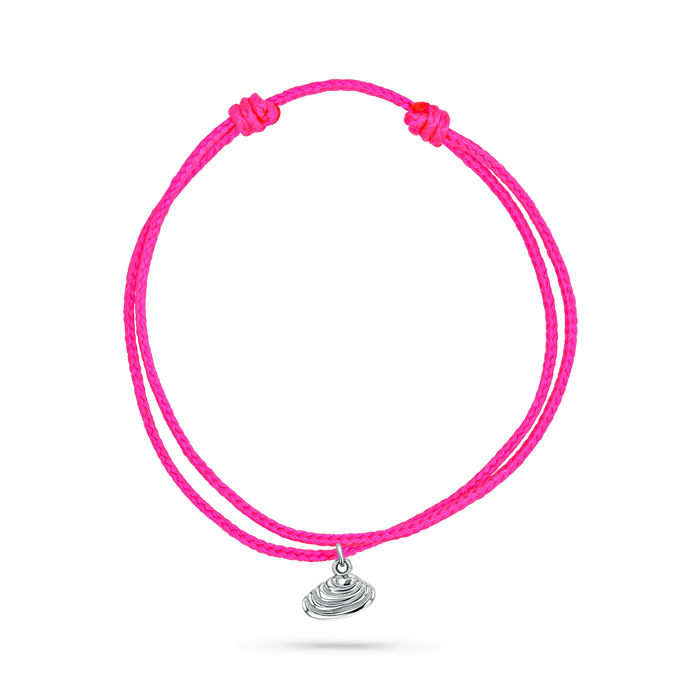 14K White Gold / Venus Seashell / Neon Pink Cord