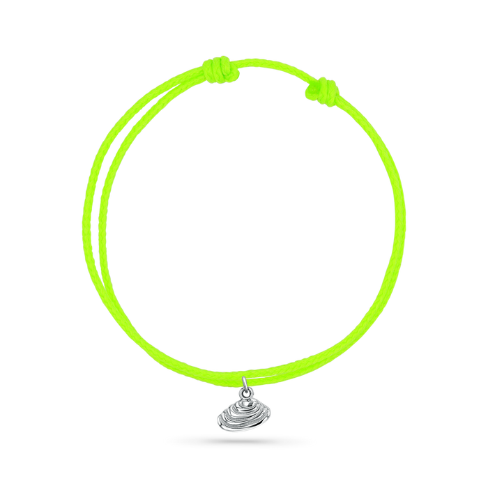 14K White Gold / Venus Seashell / Neon Green Cord