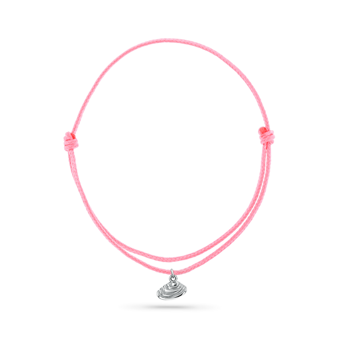 14K White Gold / Venus Seashell / Pink Cord