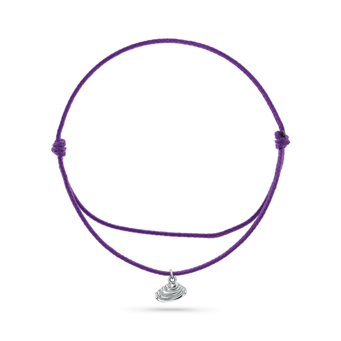 14K White Gold / Venus Seashell / Purple Cord
