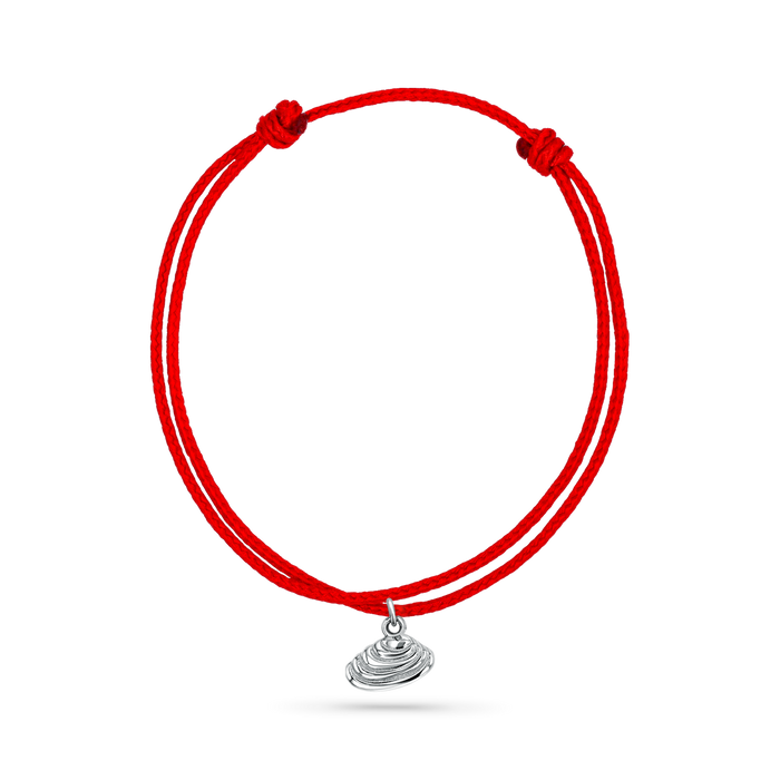 14K White Gold / Venus Seashell / Red Cord