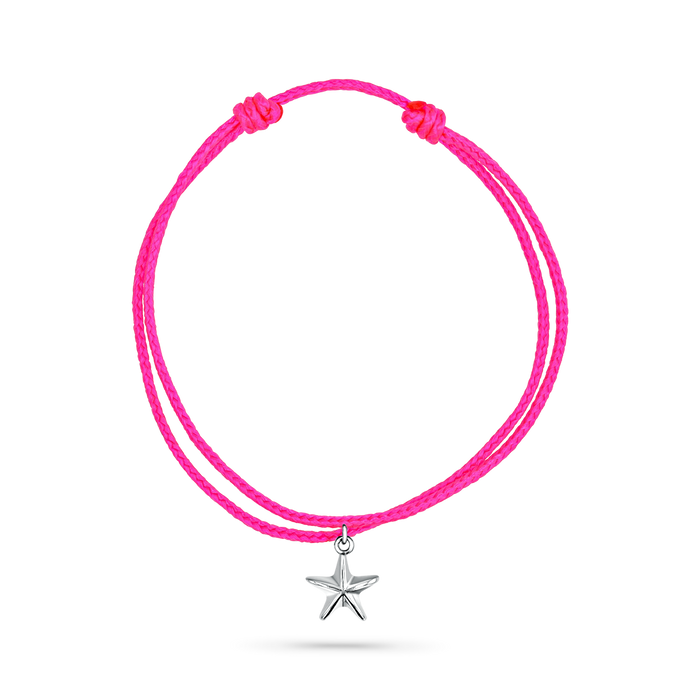 14K White Gold / Star Seashell / Neon Pink Cord