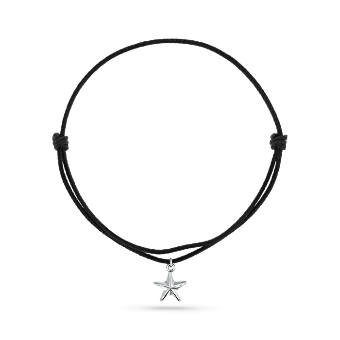 14K White Gold / Star Seashell / Black Cord