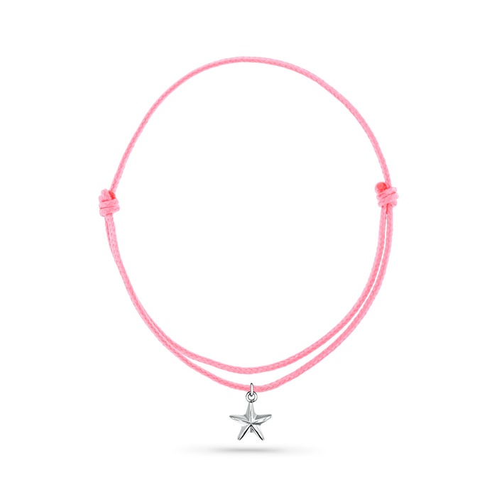 14K White Gold / Star Seashell / Pink Cord