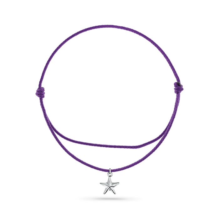 14K White Gold / Star Seashell / Purple Cord