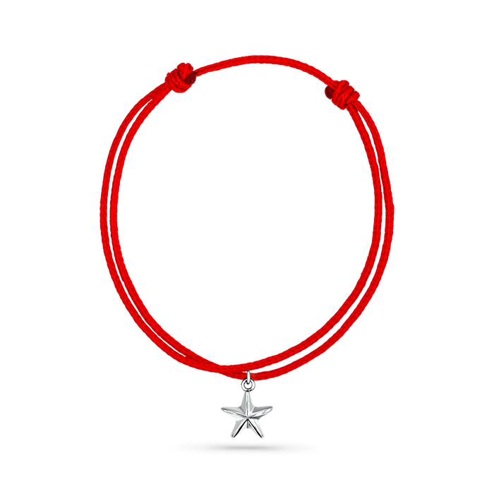 14K White Gold / Star Seashell / Red Cord