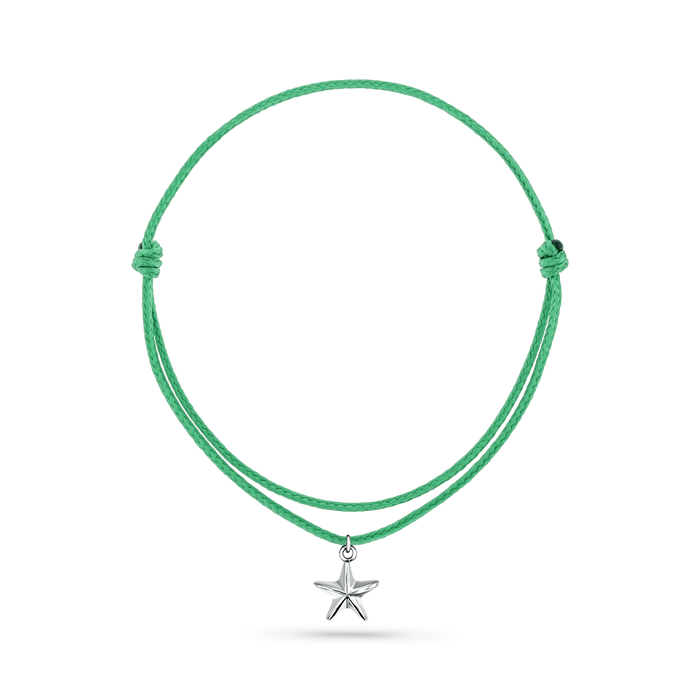 14K White Gold / Star Seashell / Green Cord